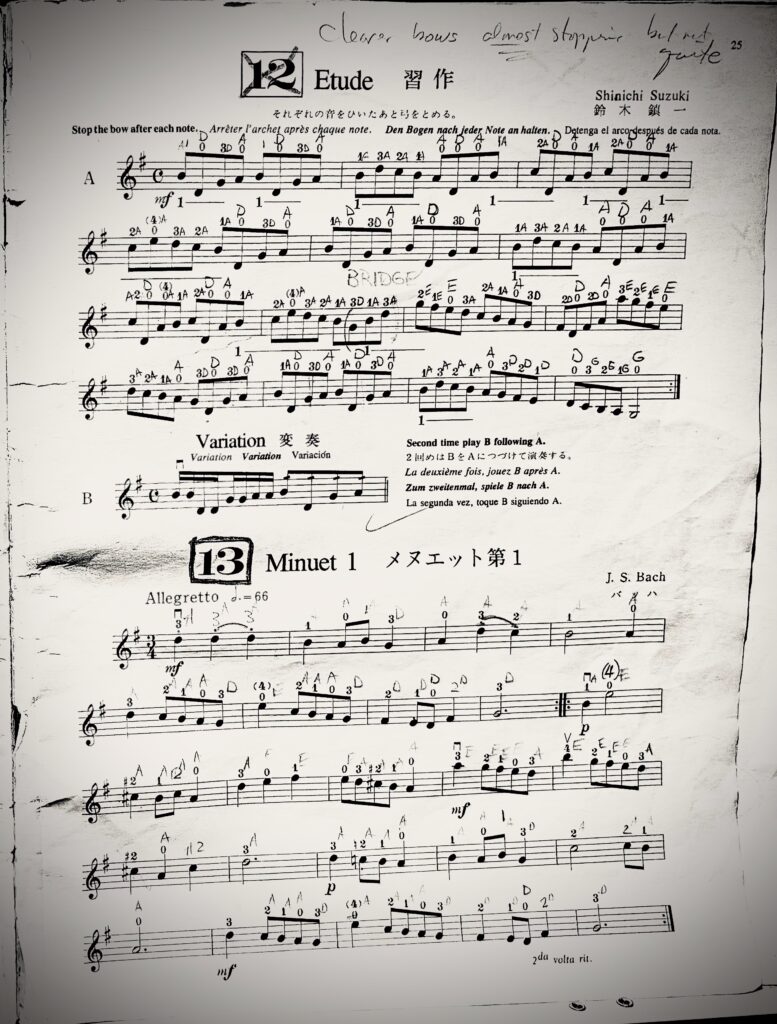 This is the middle of Book 1, and this is what students with good practice habits will be playing by the beginning of the 2nd year.